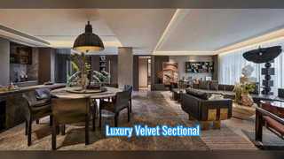 Luxury L Shaped Velvet Sofa Custom Villa Furniture